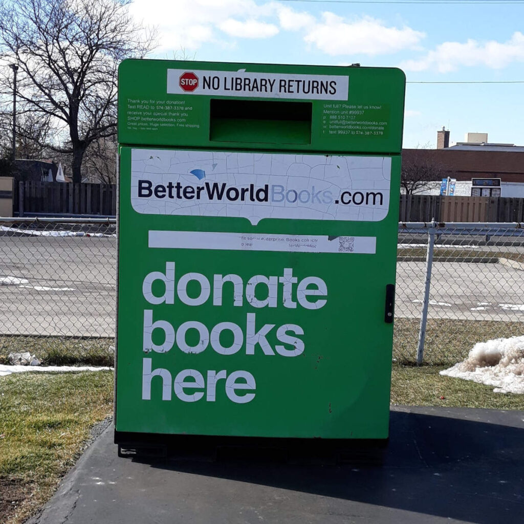 Book donation dropoff box